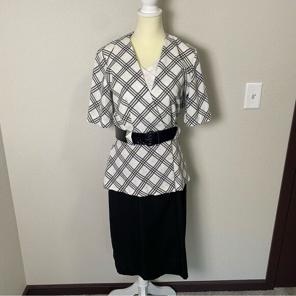 Vintage 80's MC ll One Piece Wrap Dress W/ Matching Belt Women's Size 14 - Picture 5 of 15